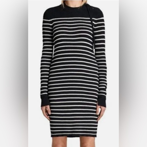 NWT Allsaints Striped Black and White Sweater Dress - Picture 4 of 11